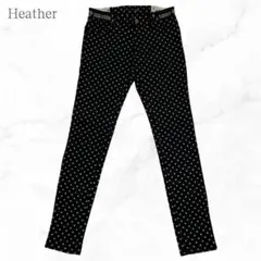 希少性　ドット柄　ストレッチ　スキニーパンツ　ウエストゴム　レディース　M