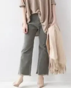 【美品】Plage プラージュライトコーデュロイパンツ グレー36 クロップド