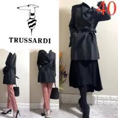 美品！TRUSSARDI トラサルディ　トレンチコート　フォーマル対応　40 黒
