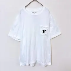 ユニクロ×ポケモン　キャラTシャツ　メンズL　白色　ポケット　ピカチュウ刺繍　綿