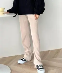 〈セルフカット〉マットサテンプリーツパンツ