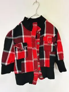 C-magic 赤黒チェック パンクスタイル ブルゾン ロック Y2K ウール混
