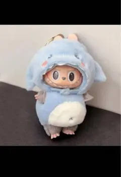 シャーク サメ ラブブ Labubu ぬいぐるみ 耳付き 羽根付き着せ替え服