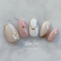 5253 ジェルネイルチップ 天然石風 ラグジュアリー ニュアンスミラー