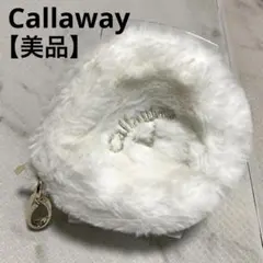 【美品】Callawayボールケース ファーロゴ刺繍ミニポーチ 白×ゴールドのサムネイル