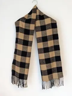 チェック柄 レディース マフラー ストール ベージュ 黒
