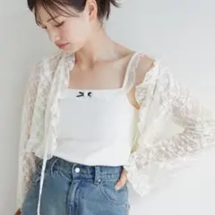 MAJESTIC LEGON アイボリー レースカーディガンキャミセット