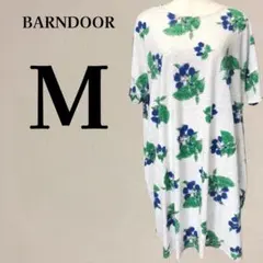 バーンドア BARNDOOR ボタニカル柄 膝丈 半袖 ワンピース M グレー