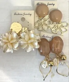 3点セット　677 ハンドメイド　樹脂　金属　ピアス　イヤリング　まとめ売り