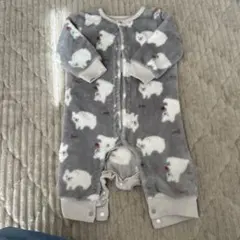 moelleux クマ柄　ロンパース　80 長袖　モコモコ　冬