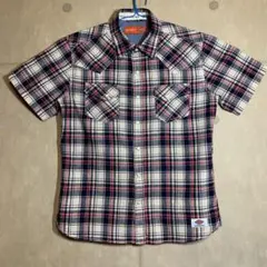 Dickies  チェック柄　スナップボタン　半袖シャツ　ユニセックス　古着　M