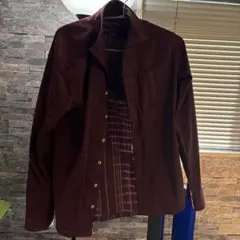 NICOLE CLUB FOR MEN バーガンディ ストライプ 長袖シャツ