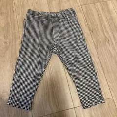 裏起毛千鳥格子長パンツ【90㎝】白×黒　ホワイト×ブラック