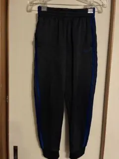 adidas ブラック/青 サイドストライプ ジャージ M