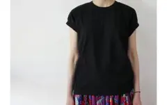 ホームスパン　キャップスリーブ　 Tシャツ ブラックのサムネイル