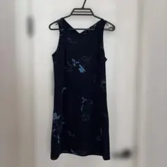 MNG ノースリーブワンピース 花柄 ネイビー