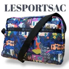 LeSportsacレスポートサック カラフル風景柄 ショルダーバッグ ネイビー