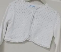 (新品同様)familiar 透かし編み ホワイトカーディガン(80cm)