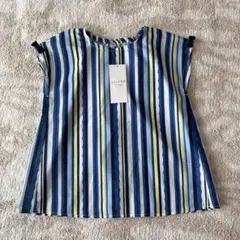 anyFAM 半袖ブラウス 120 青系ストライプ