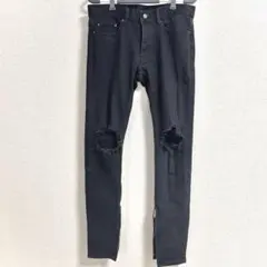 mnmiのダメージ加工 スキニーデニム 29 mnml スキニーデニム ダメージ加工 ブラック 34インチ - メルカリ