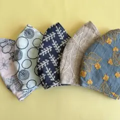 マスク　立体　刺繍　ハンドメイド　大人用