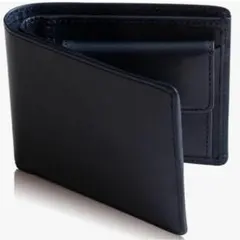 二つ折り財布 本革 紺 ネイビー メンズ 男性 シンプル 栃木レザー 大容量