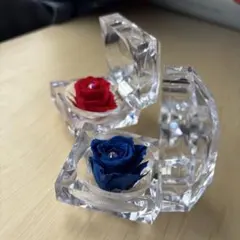 ケース入りプリザーブドフラワー 赤青セット