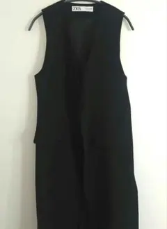ZARA　ロングジレ　ロングベスト　ブラック Ｓシンプル