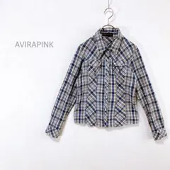 【AVIRAPINK】 タータンチェック 長袖シャツ スナップボタン Y2K