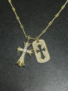 【早い者勝ち】ゴールド2連クロスネックレス