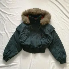 90s vintage fur shell bomber jacket 短丈
