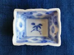 2140 染付 角豆皿 小鉢 藍色 花柄