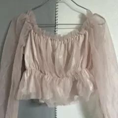 オフショルダー フリル ピンク トップス L