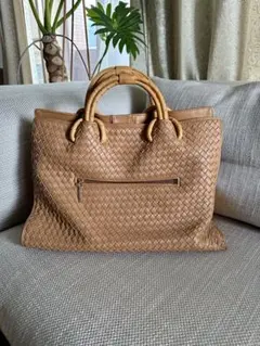 「ラムスキン」レザーメッシュ編み込みバッグ