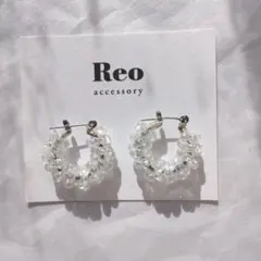 №1879クリアビーズフープピアス