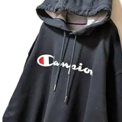 チャンピオンChampionロゴ スウェットパーカー ブラック 黒 L 古着