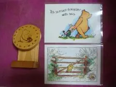 【クラシック・プー】木製カードスタンド＆ポストカード２枚セット