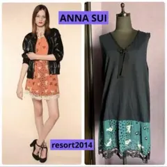 ANNA SUI 猫レース ワンピース ML アナスイ cat ネコのサムネイル
