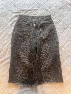 ヒョウ柄七部丈パンツ　裾ダメージ加工　y2k archive
