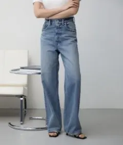 AZUL DENIM ハイウエストワイドデニム ライトブルー