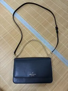 kate spade 黒 レザー ショルダーバッグ
