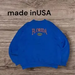 90s USA製 フロリダゲーターズ 刺繍スウェット XLブルー