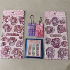 ハローキティ　マイメロ　ウォーターシール　タイルシール風キーホルダー