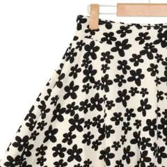 【極美品】アラマンダ 花柄フレアミニスカート モノトーン 裏地付き Y2K