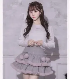 【pium】ファー付きティアードミニスカート グレーチェック