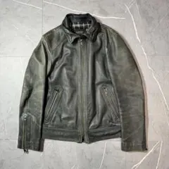 バーバリー　ブラックレーベル　レザージャケット　ネイビー　裏地チェック