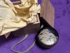 【⁠茶道具/極美品】松橋蒔絵 平棗 木製 漆器 金蒔絵 桐箱・ウコン布付⁠ 茶道具/極美品】松橋蒔絵 平棗 木製 漆器 金蒔絵 桐箱・ウコン布付