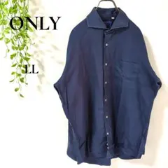 ONLY 長袖シャツ LL ネイビー メンズ コットン100％ ドレスシャツのサムネイル