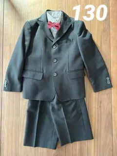 フォーマルスーツ 130cm ブラック 黒　ボウタイ　リボン付き