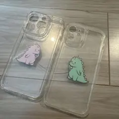 恐竜イラスト iPhone用クリアカップルケース